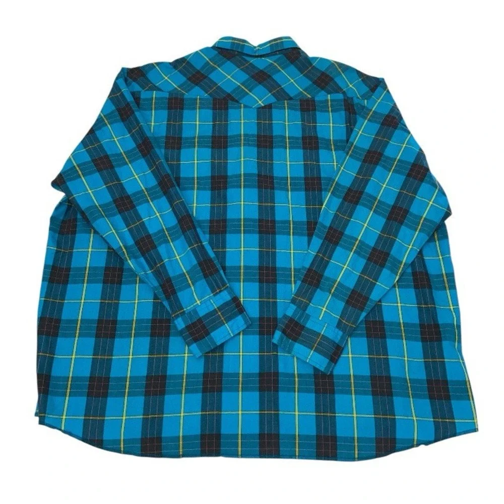 Wrangler Western Shirt Mens 2XL Big Man Blue Pearl Snap Plaid Button Down VTG - Picture 3 of 9